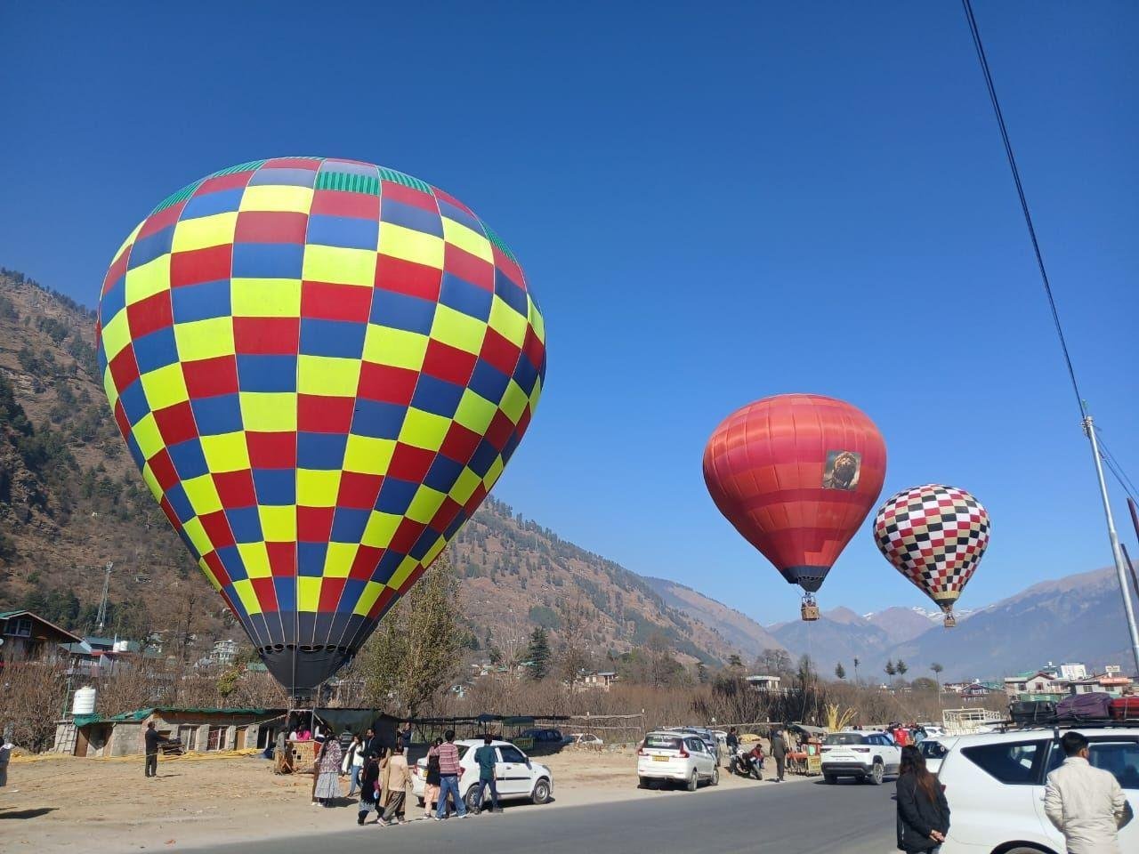 Hot-air balloons over the Kullu valley